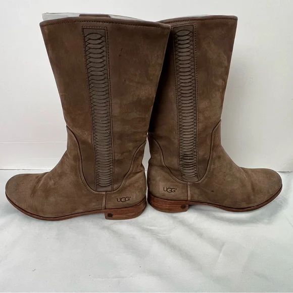 Ugg Annisa Riding Boots Brown Leather Women’s Size 8 - Picture 3 of 11